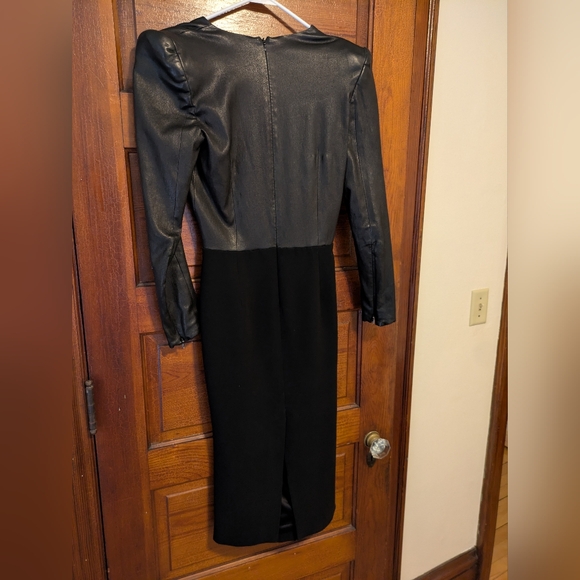 Sergio Hudson Mixed-Media Leather Cutout Body-Con Dress Black Size 4 - Picture 3 of 9